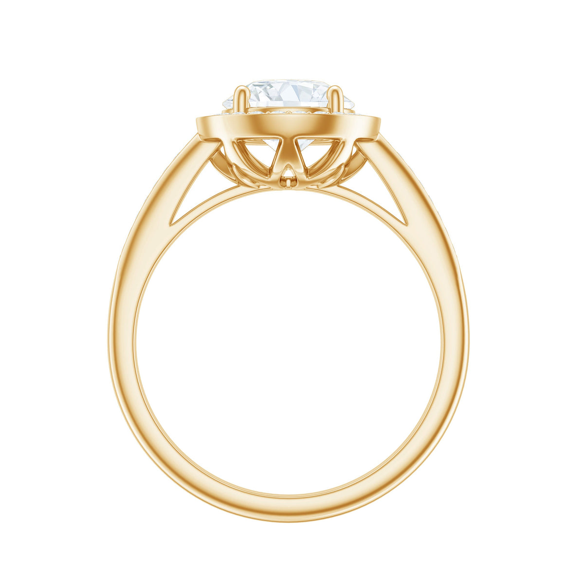 Anillo de compromiso de moissanita redonda con halo y certificado