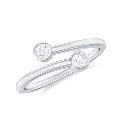 Natural Diamond 2 Stone Promise Ring in Wrap Style
