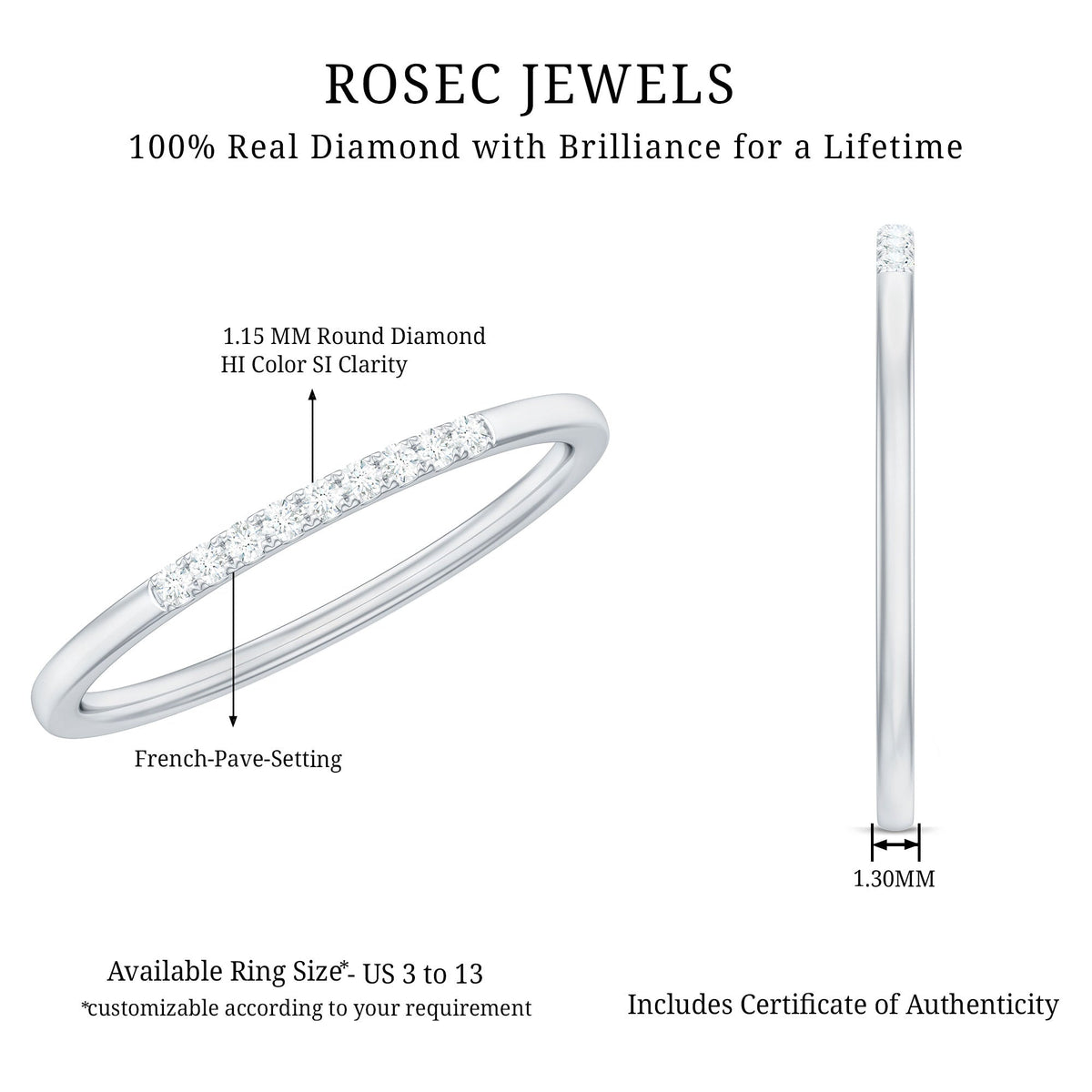 Anillo Apilable Minimalista de Diamantes para Mujer