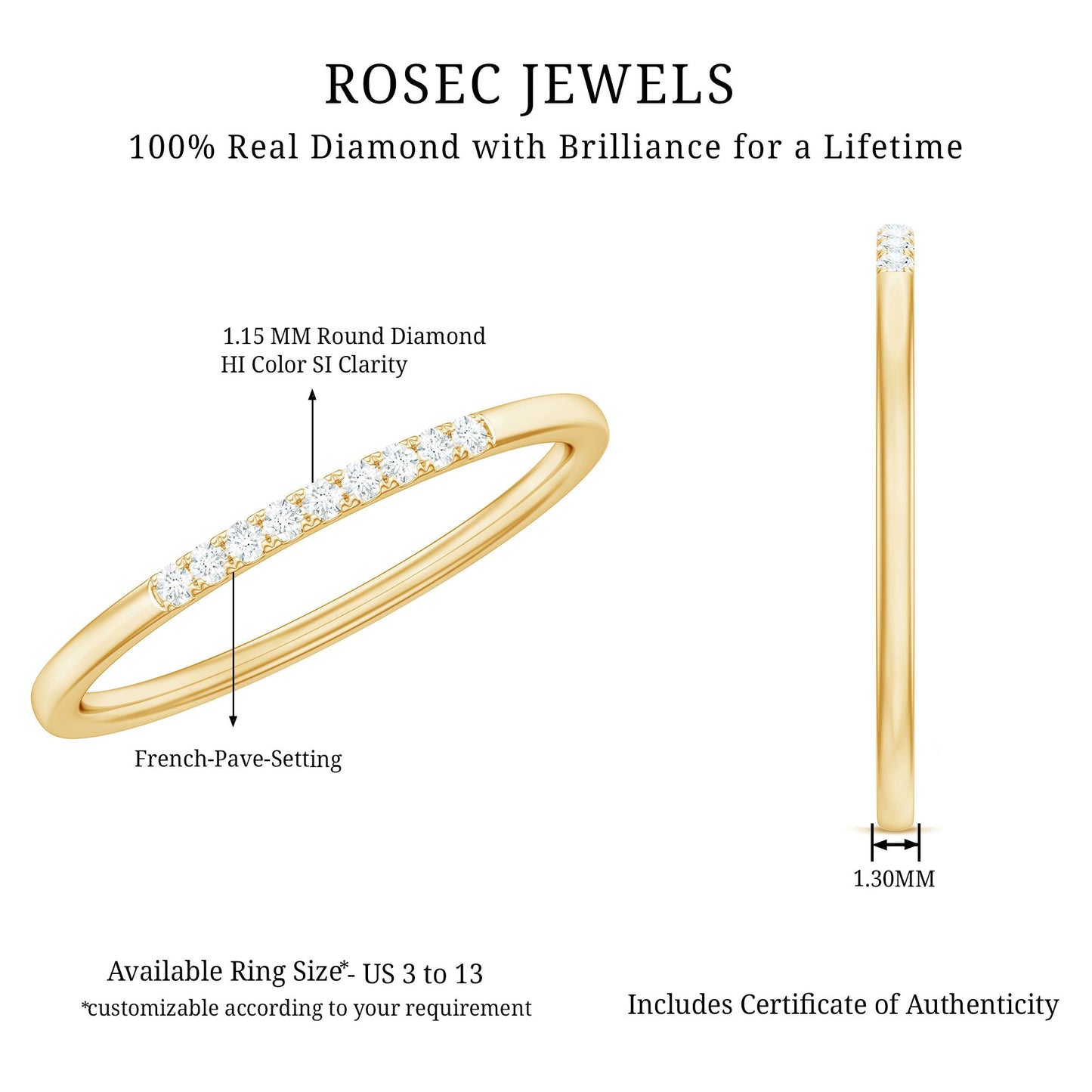 Anillo Apilable Minimalista de Diamantes para Mujer