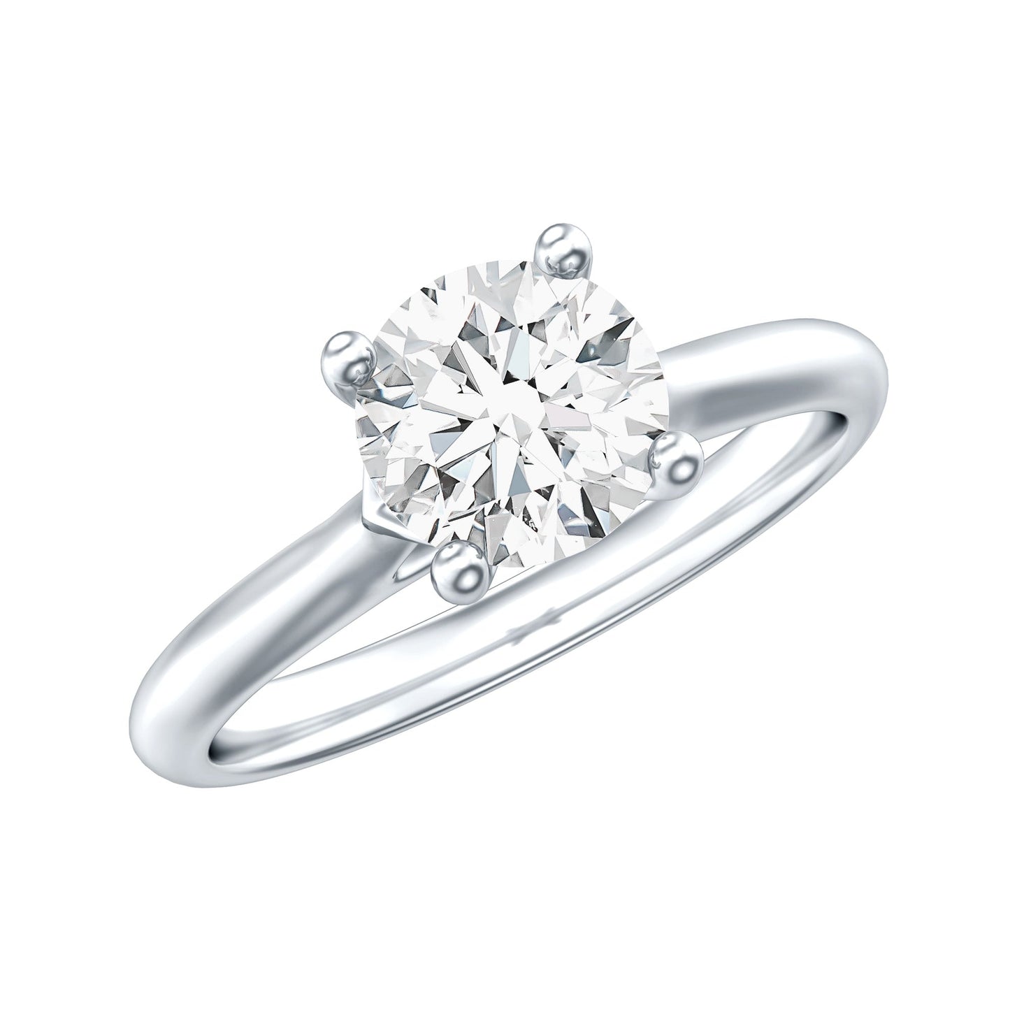 Anillo de compromiso solitario de moissanita con corte redondo para ella