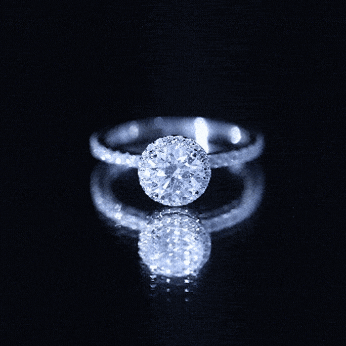 Anillo de compromiso con halo de moissanita certificada para ella