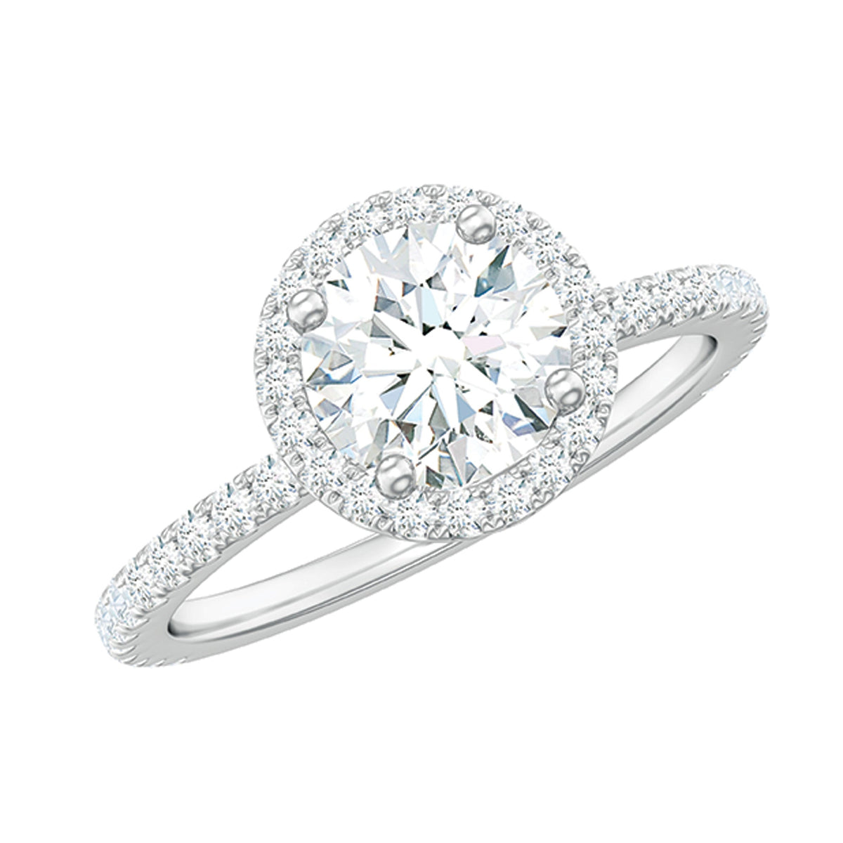 Anillo de compromiso con halo de moissanita certificada para ella