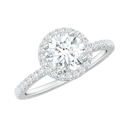 Anillo de compromiso con halo de moissanita certificada para ella