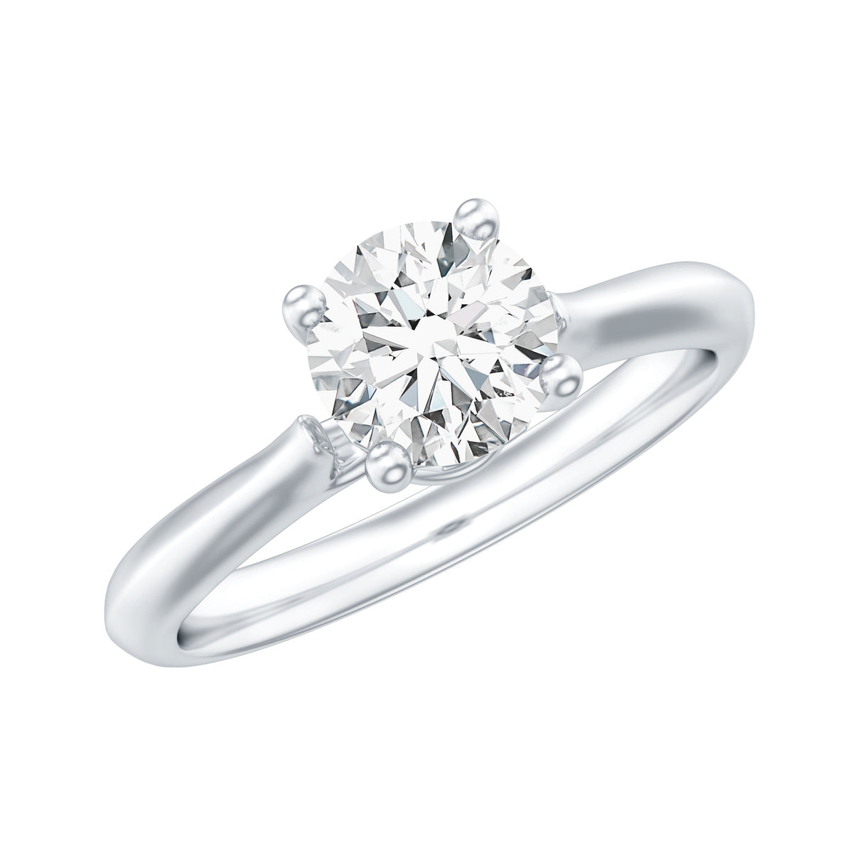 Anillo de compromiso solitario de moissanita de talla redonda