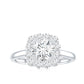 Classic Moissanite Halo Engagement Ring in Double Prong Setting