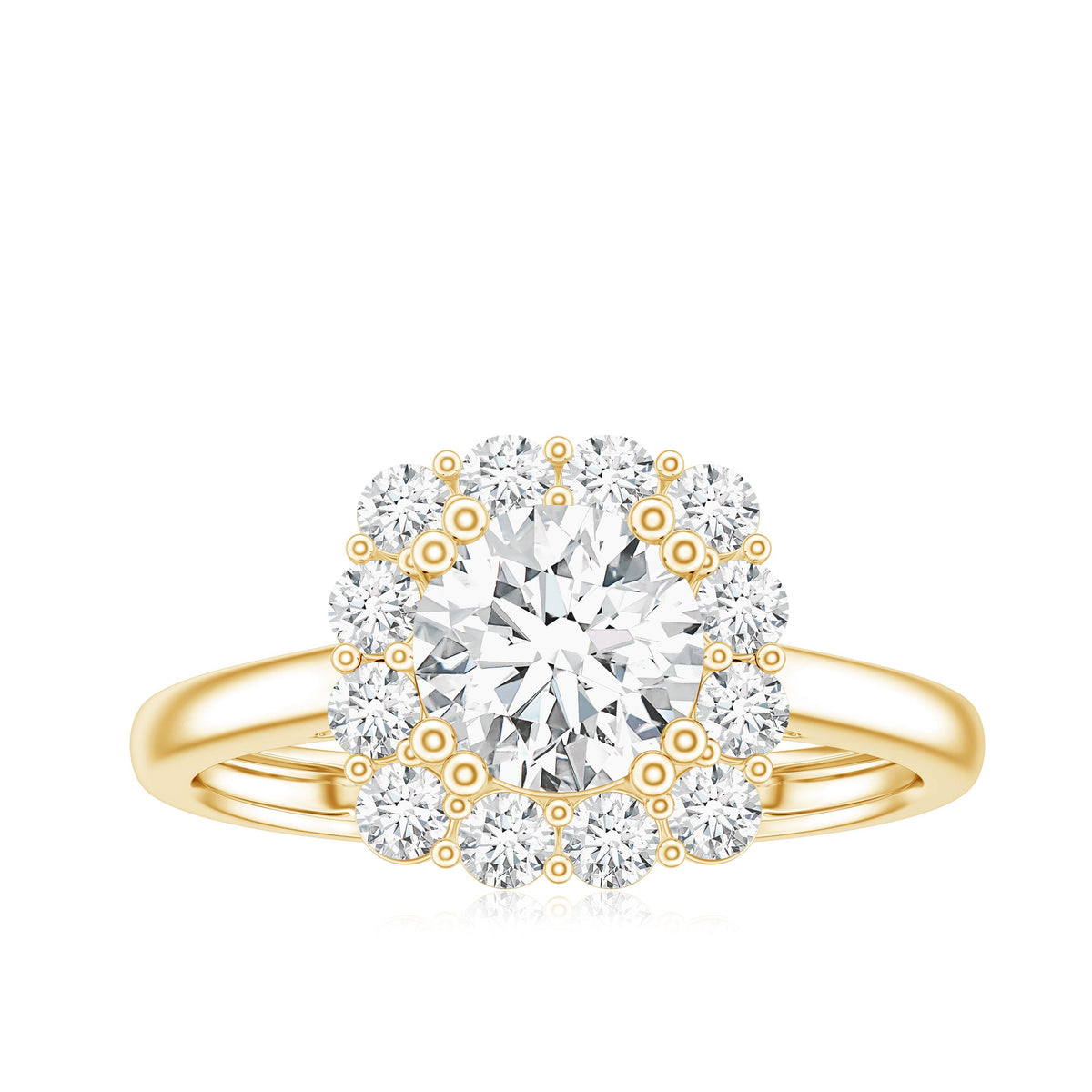 Classic Moissanite Halo Engagement Ring in Double Prong Setting
