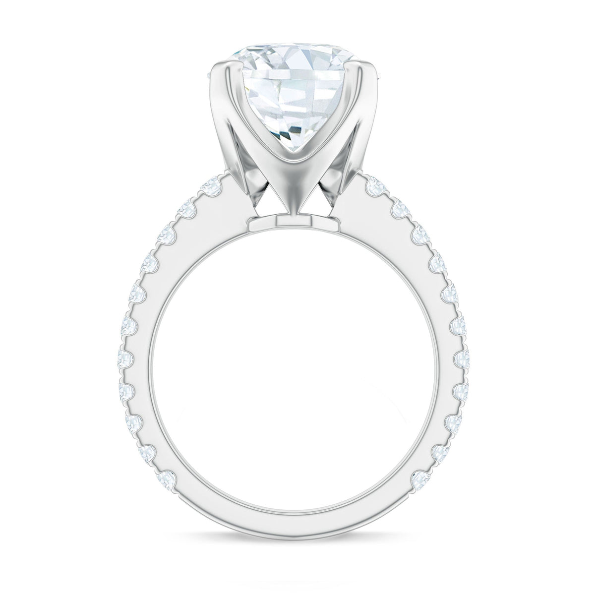 Round 4.4 Carat Moissanite Solitaire Engagement Ring with Side Stones