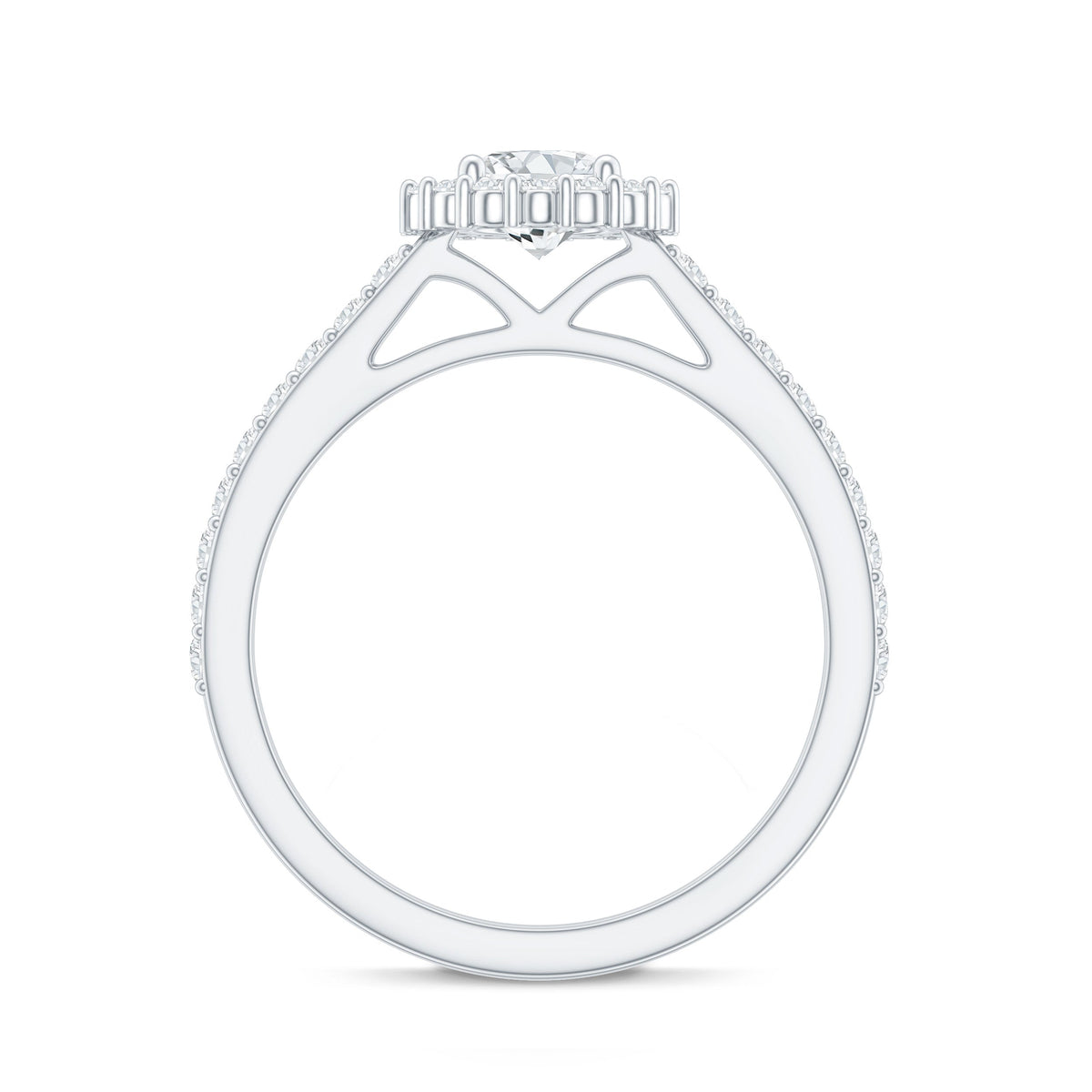 Anillo de compromiso clásico de moissanita con halo