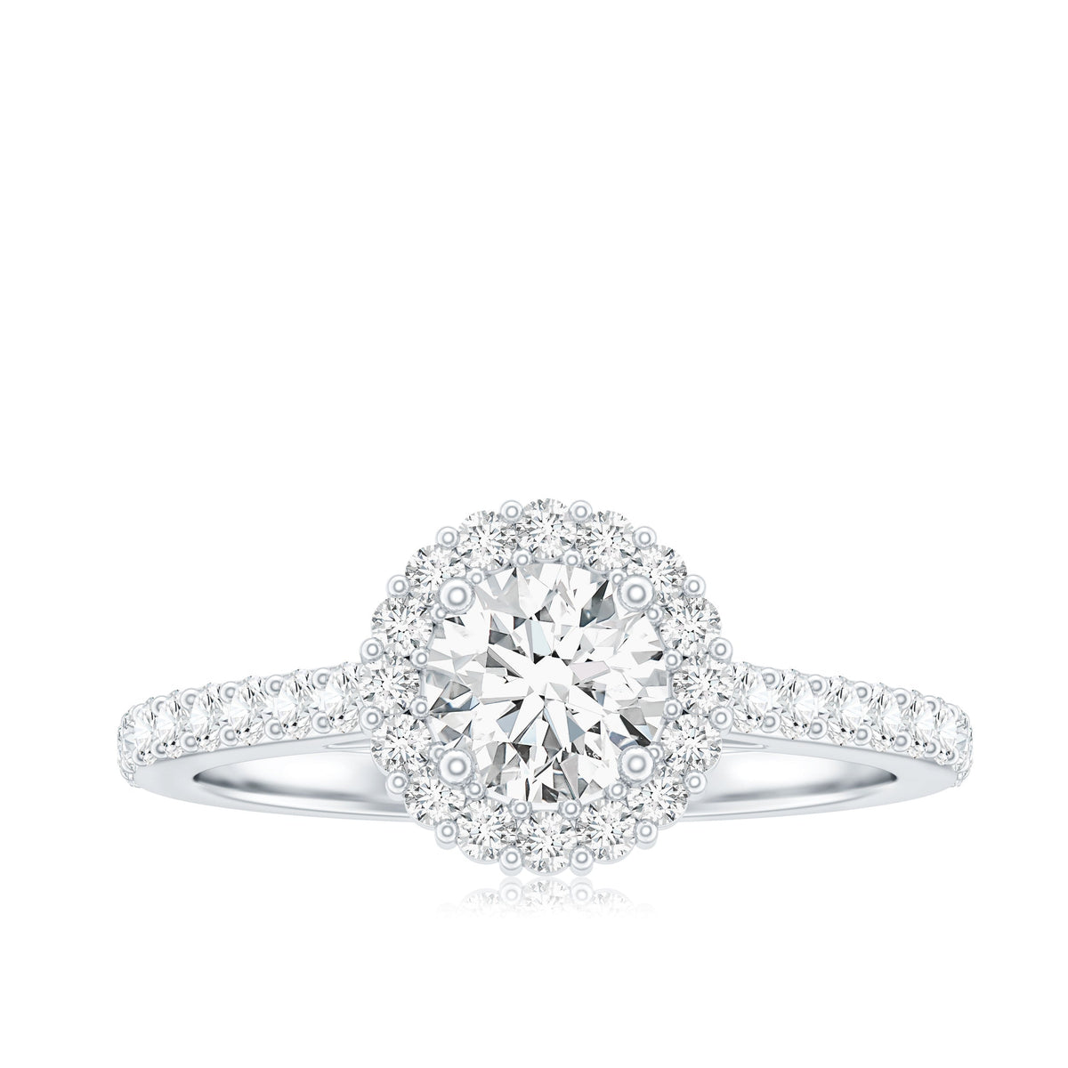 Anillo de compromiso clásico de moissanita con halo