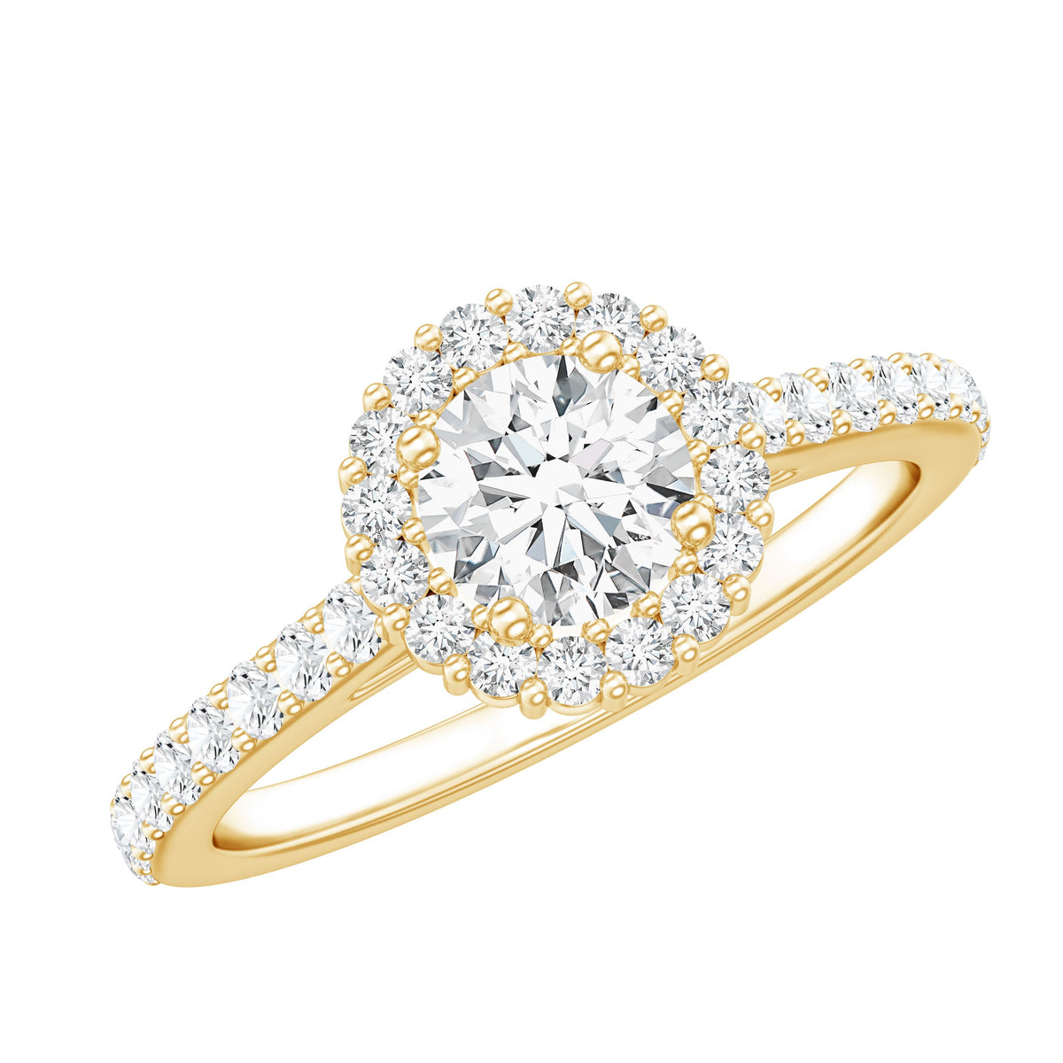 Anillo de compromiso clásico de moissanita con halo