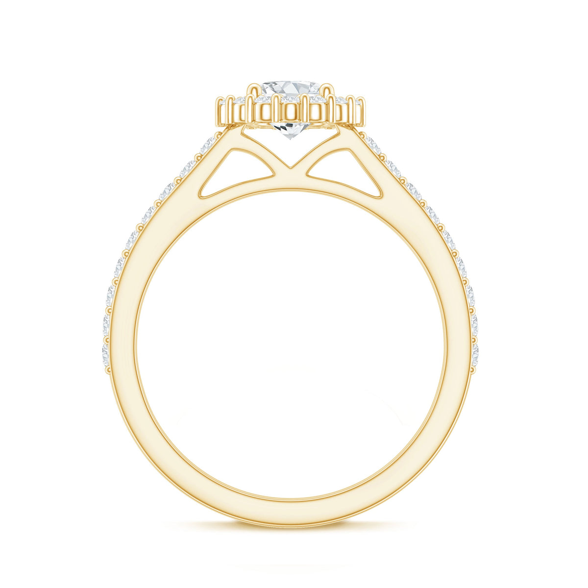 Anillo de compromiso clásico de moissanita con halo