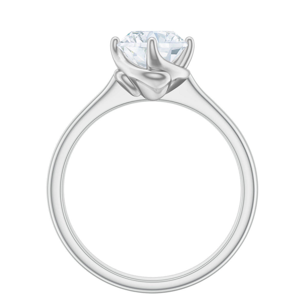 Anillo de compromiso solitario de moissanita con garras retorcidas y certificado