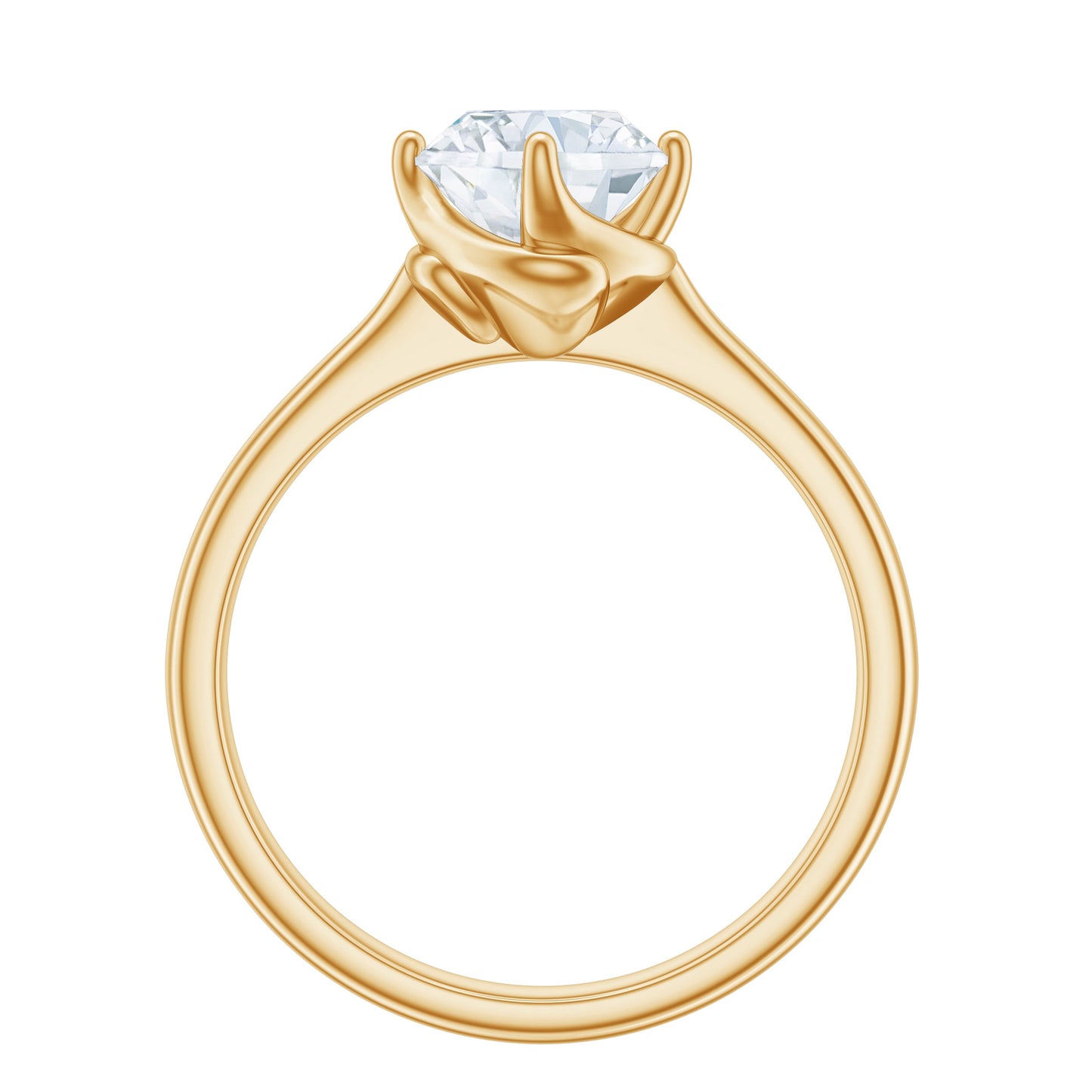 Anillo de compromiso solitario de moissanita con garras retorcidas y certificado