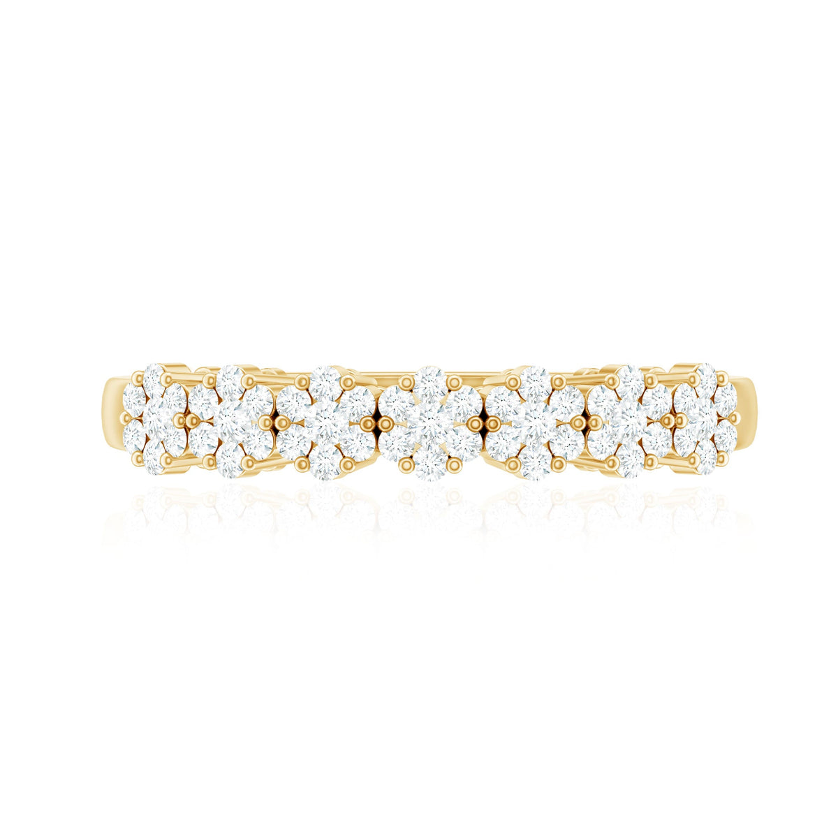 Minimalist Moissanite Flower Wedding Band for Women