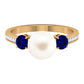 7.4 Carat White Pearl and Sapphire 3 Stone Engagement Ring with Diamond