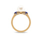 7.4 Carat White Pearl and Sapphire 3 Stone Engagement Ring with Diamond