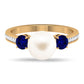 7.4 Carat White Pearl and Sapphire 3 Stone Engagement Ring with Diamond