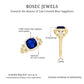 Anillo de compromiso de zafiro azul creado de 2,7 quilates con talla cushion y acento de diamante