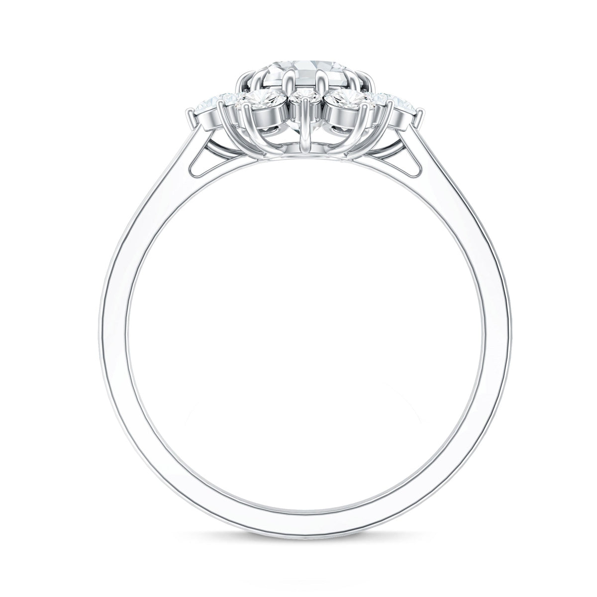 Claw Set Moissanite Halo Engagement Ring with Certificate