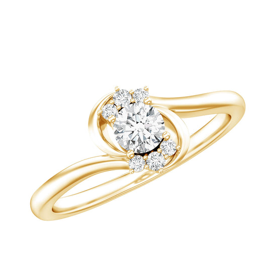 Anillo de promesa de diamante auténtico certificado con engaste cruzado