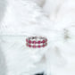Anillo de eternidad contemporáneo con rubíes creados, tallas marquesa y redonda
