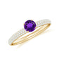Anillo de compromiso de amatista natural con diamante para mujer