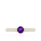Anillo de compromiso de amatista natural con diamante para mujer