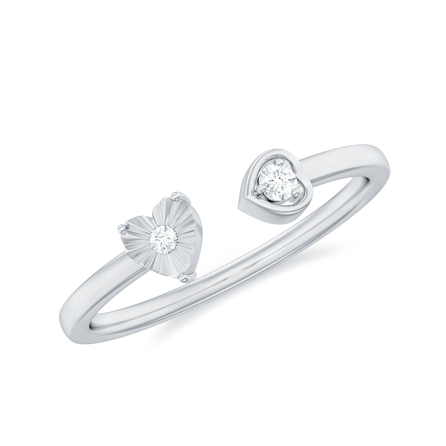 Anillo de Promesa de Corazón de Diamante Auténtico Certificado Estilo Brazalete
