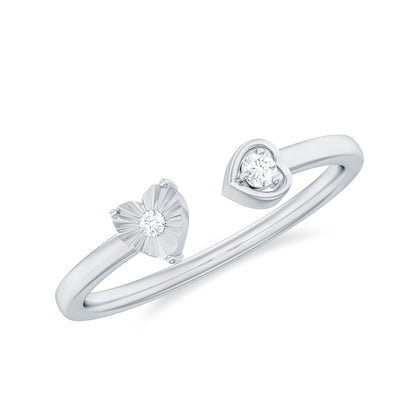 Anillo de Promesa de Corazón de Diamante Auténtico Certificado Estilo Brazalete