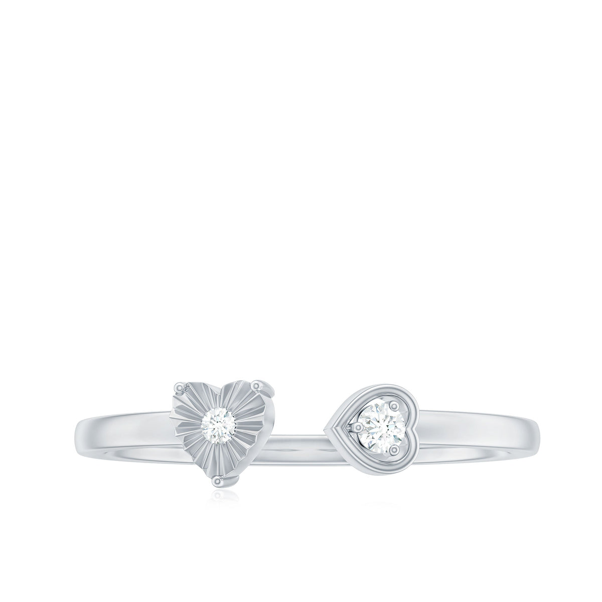 Anillo de Promesa de Corazón de Diamante Auténtico Certificado Estilo Brazalete