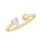 Anillo de Promesa de Corazón de Diamante Auténtico Certificado Estilo Brazalete