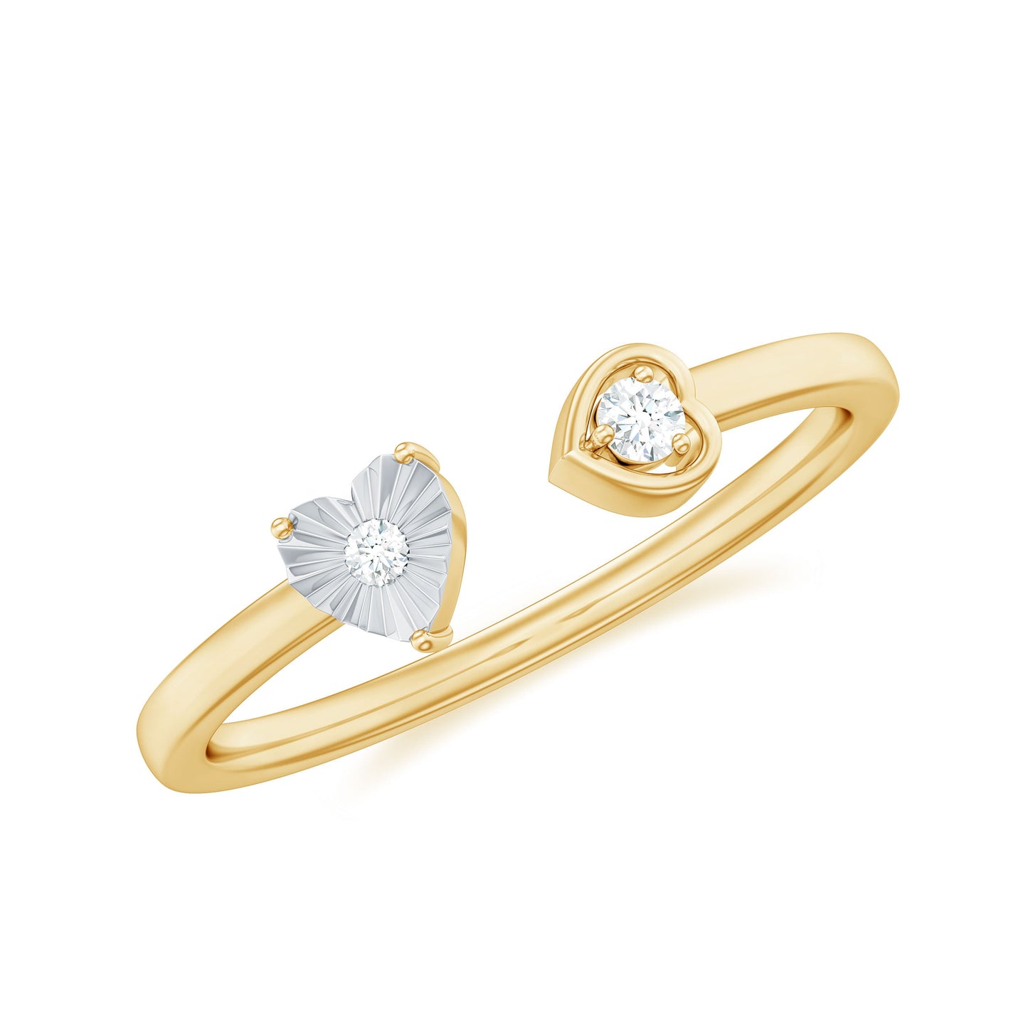 Anillo de Promesa de Corazón de Diamante Auténtico Certificado Estilo Brazalete
