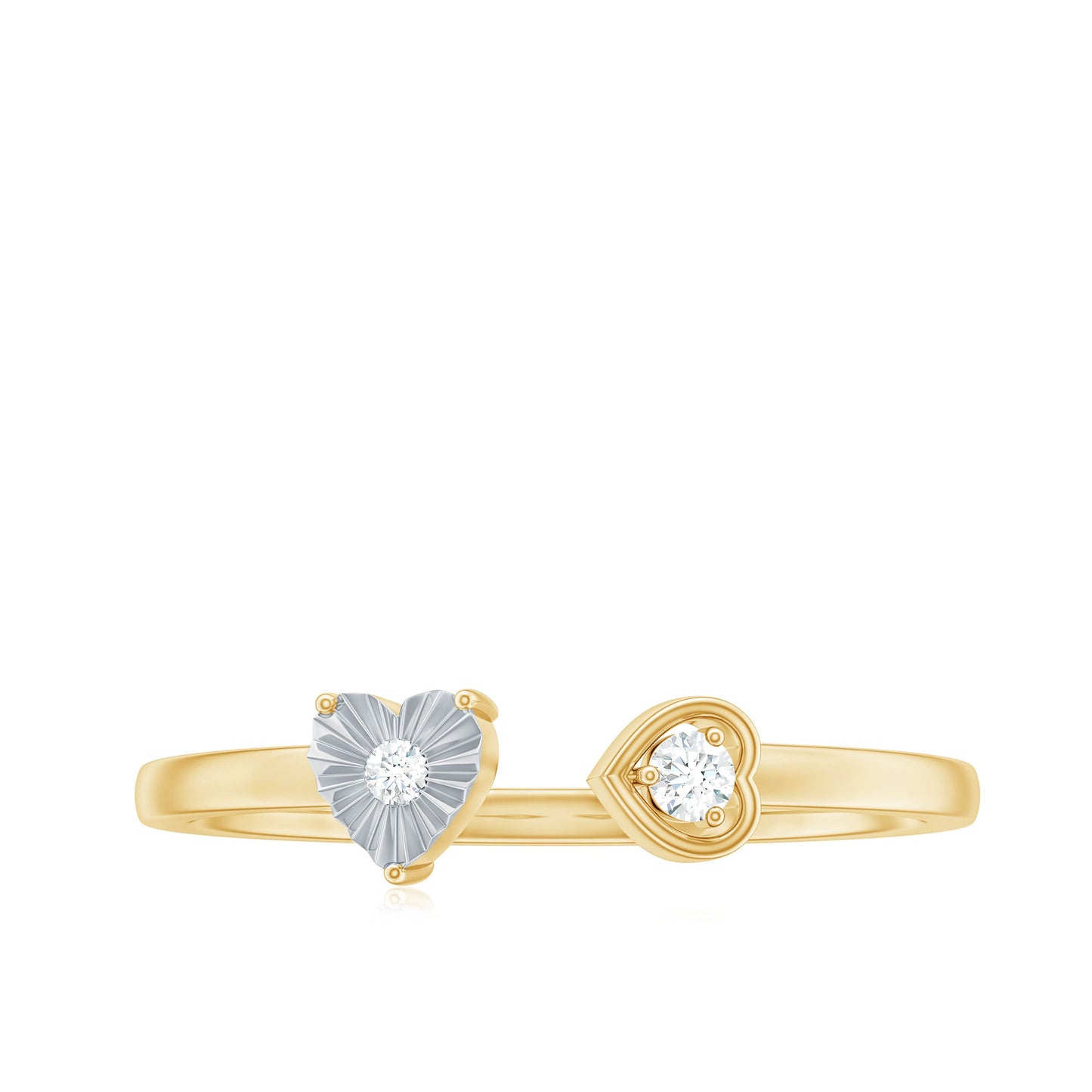 Anillo de Promesa de Corazón de Diamante Auténtico Certificado Estilo Brazalete