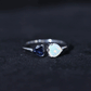 Natural Heart Shape Ethiopian Opal and Blue Sapphire 2 Stone Promise Ring