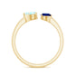 Natural Heart Shape Ethiopian Opal and Blue Sapphire 2 Stone Promise Ring
