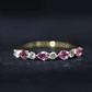 Anillo de boda para mujer con turmalina rosa natural y diamantes
