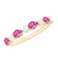 Anillo de boda para mujer con turmalina rosa natural y diamantes