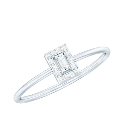 Baguette Cut Diamond Halo Promise Ring with Certificate