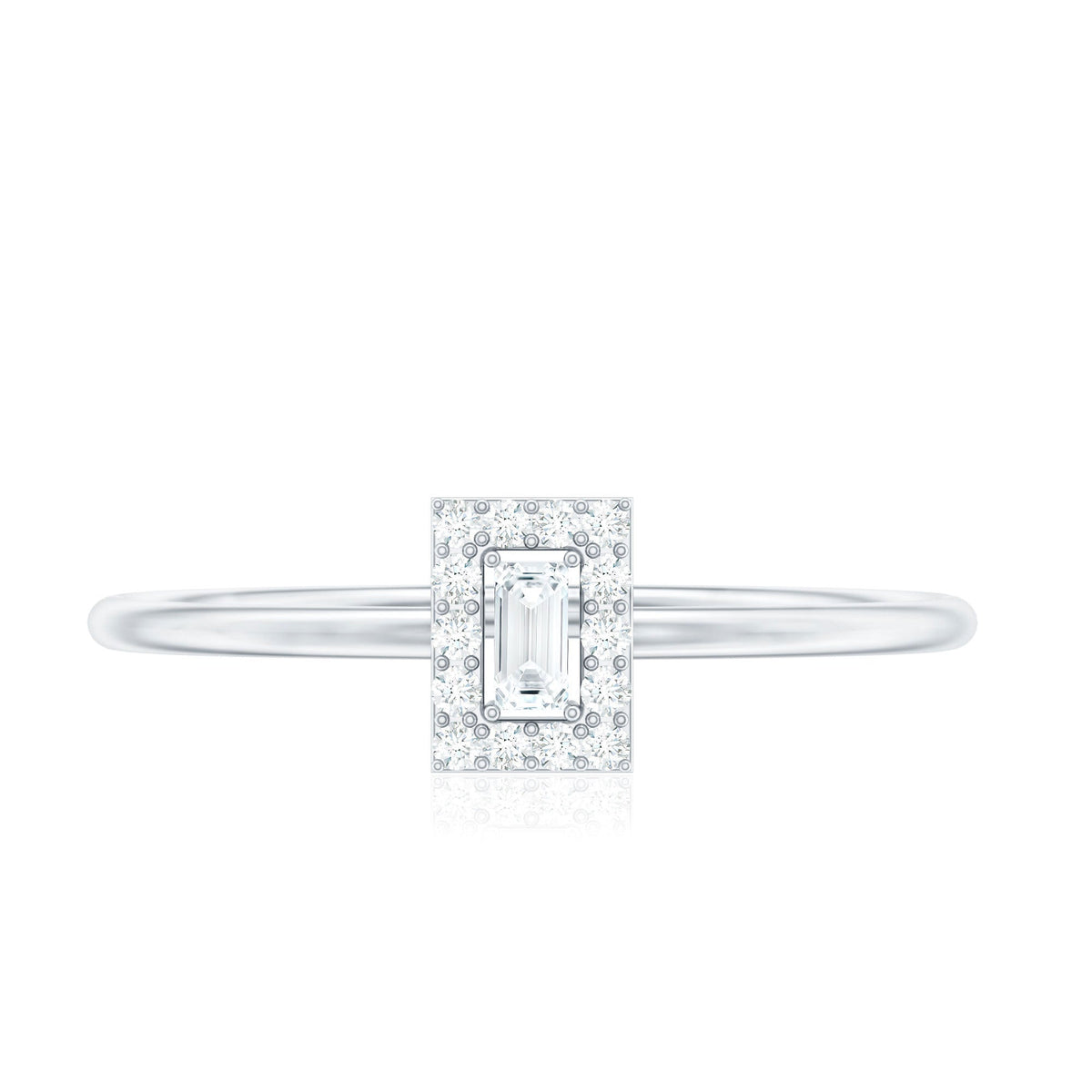 Baguette Cut Diamond Halo Promise Ring with Certificate