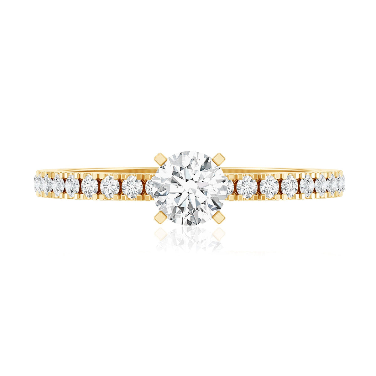 Moissanite Minimal Engagement Ring with Side Stone