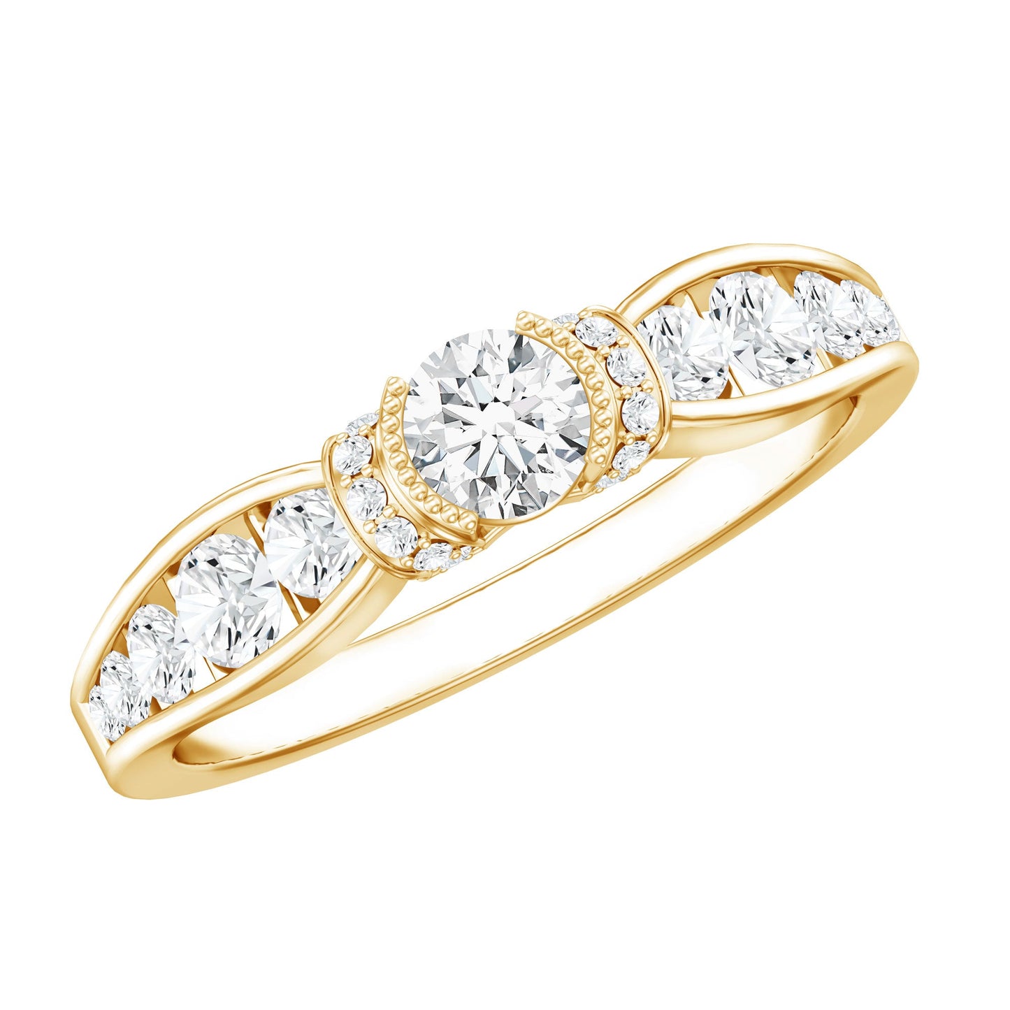 Anillo de compromiso de moissanita estilo vintage para mujer