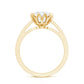 Round Moissanite Lotus Engagement Ring with Side Stones