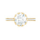 Round Moissanite Lotus Engagement Ring with Side Stones