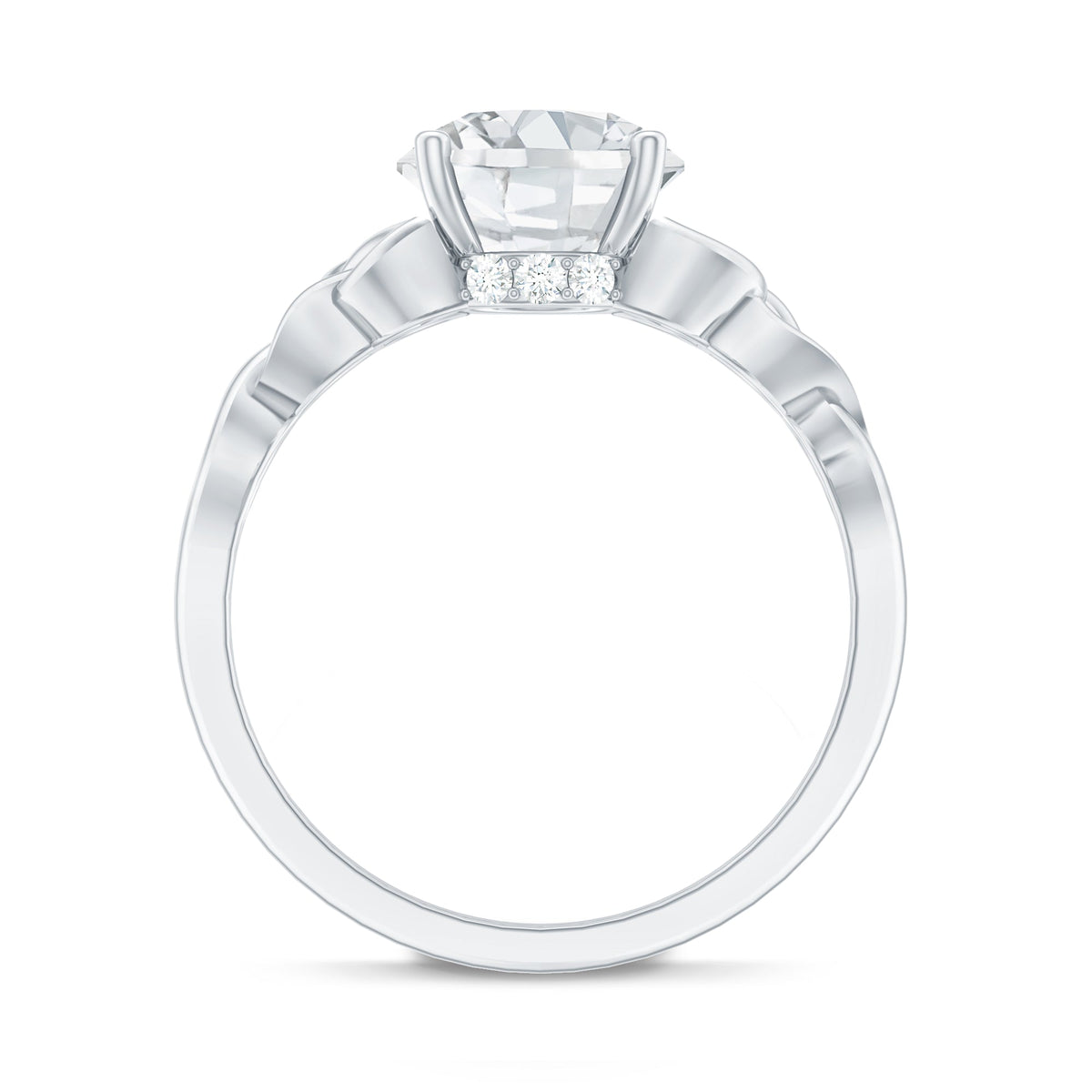 Round Moissanite Solitaire Engagement Ring with Celtic Details