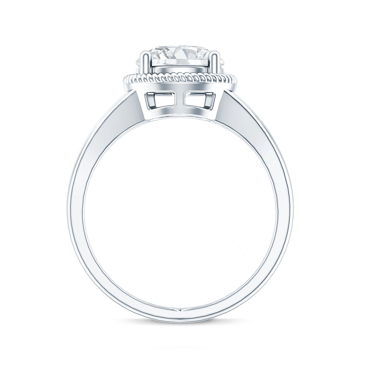 2 CT Round Moissanite Rope Band Engagement Ring