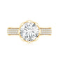 Lotus Basket Set Moissanite Engagement Ring with Side Stones