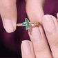 Marquise Cut Emerald Leaf Promise Ring in Bezel Setting