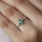 Marquise Cut Emerald Leaf Promise Ring in Bezel Setting