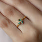 Marquise Cut Emerald Leaf Promise Ring in Bezel Setting